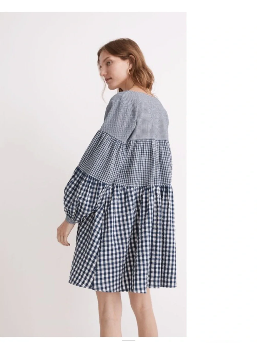 Madewell Blue & White Gingham Mini Dress - Picture 2 of 7